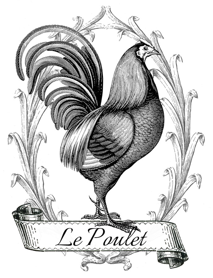 vintage French chicken grain sack image