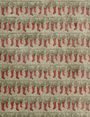 vintage scrapbook paper red Christmas stocking garland