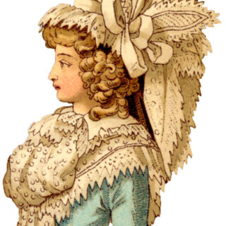 vintage lady costume blue dress lace collar headdress profile image