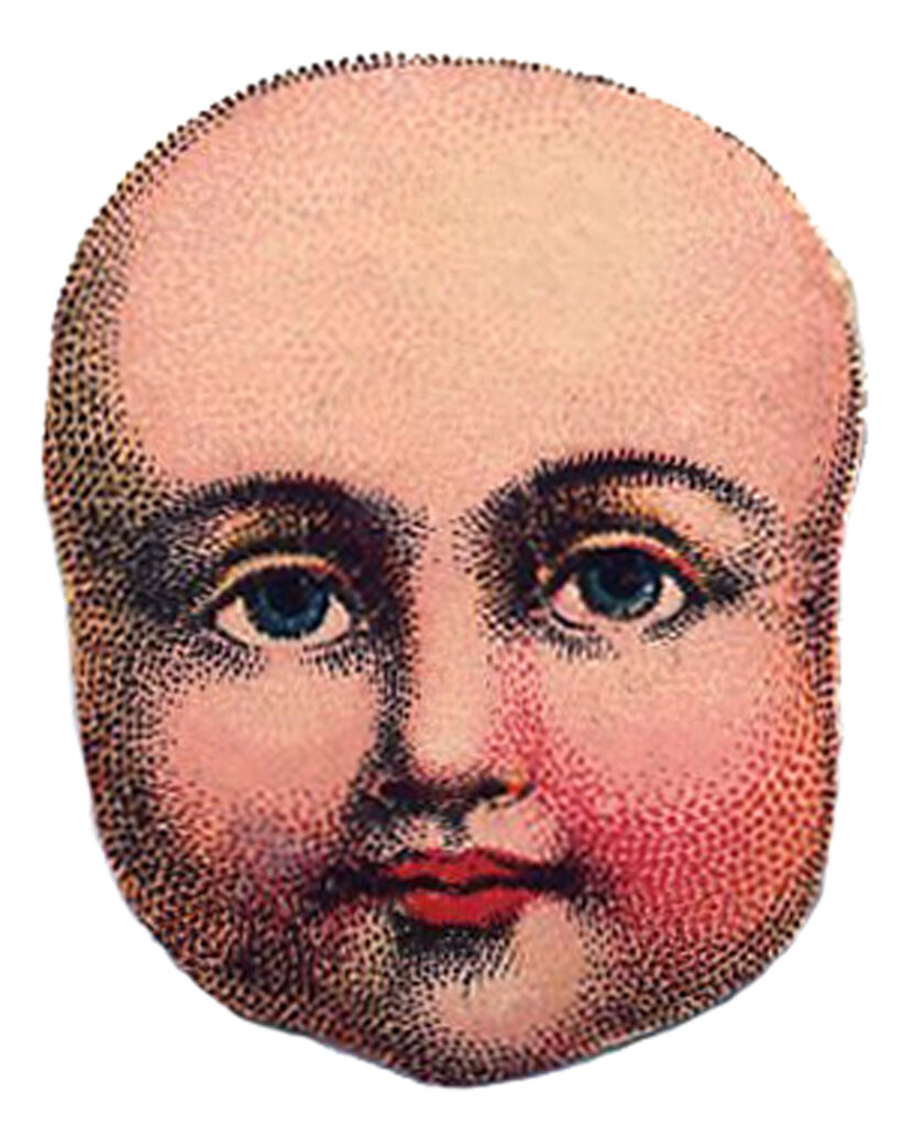 vintage bald doll head image
