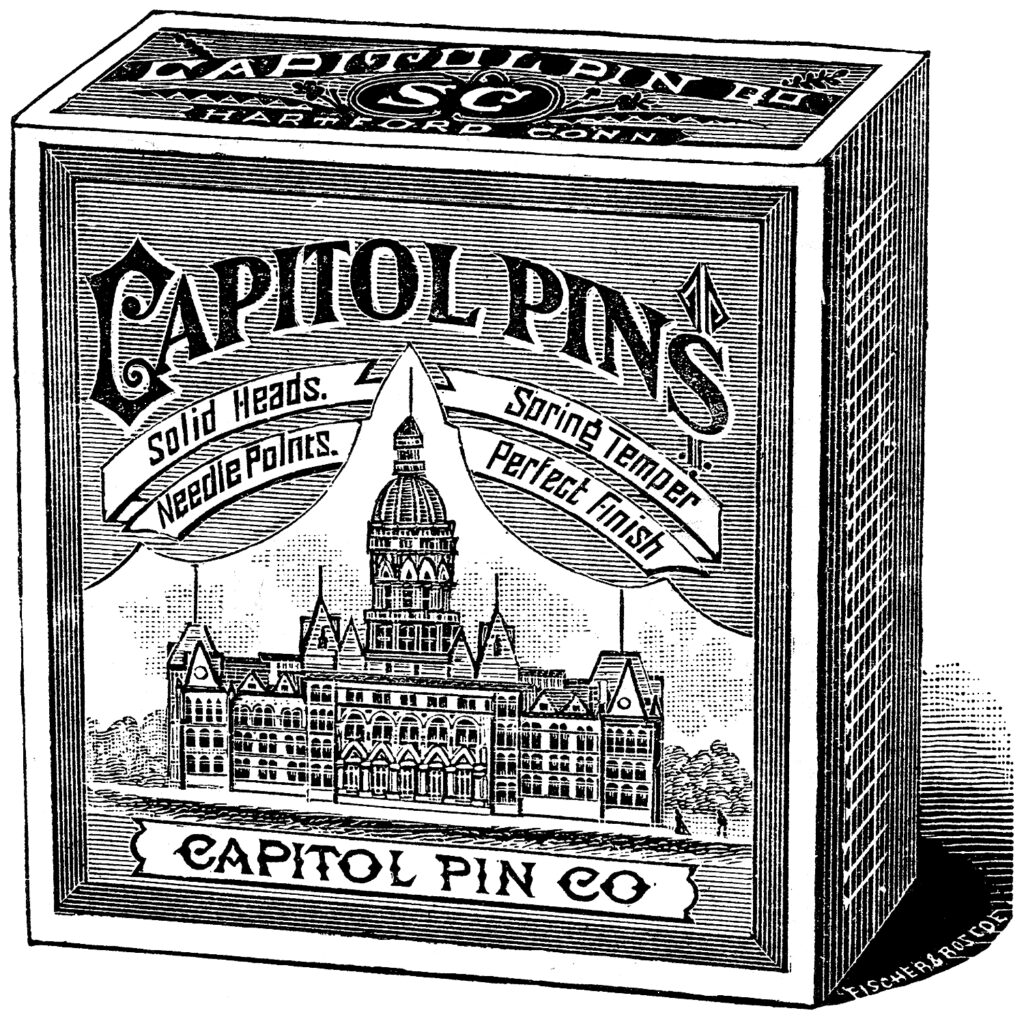 vintage sewing pin capitol building box packaging image