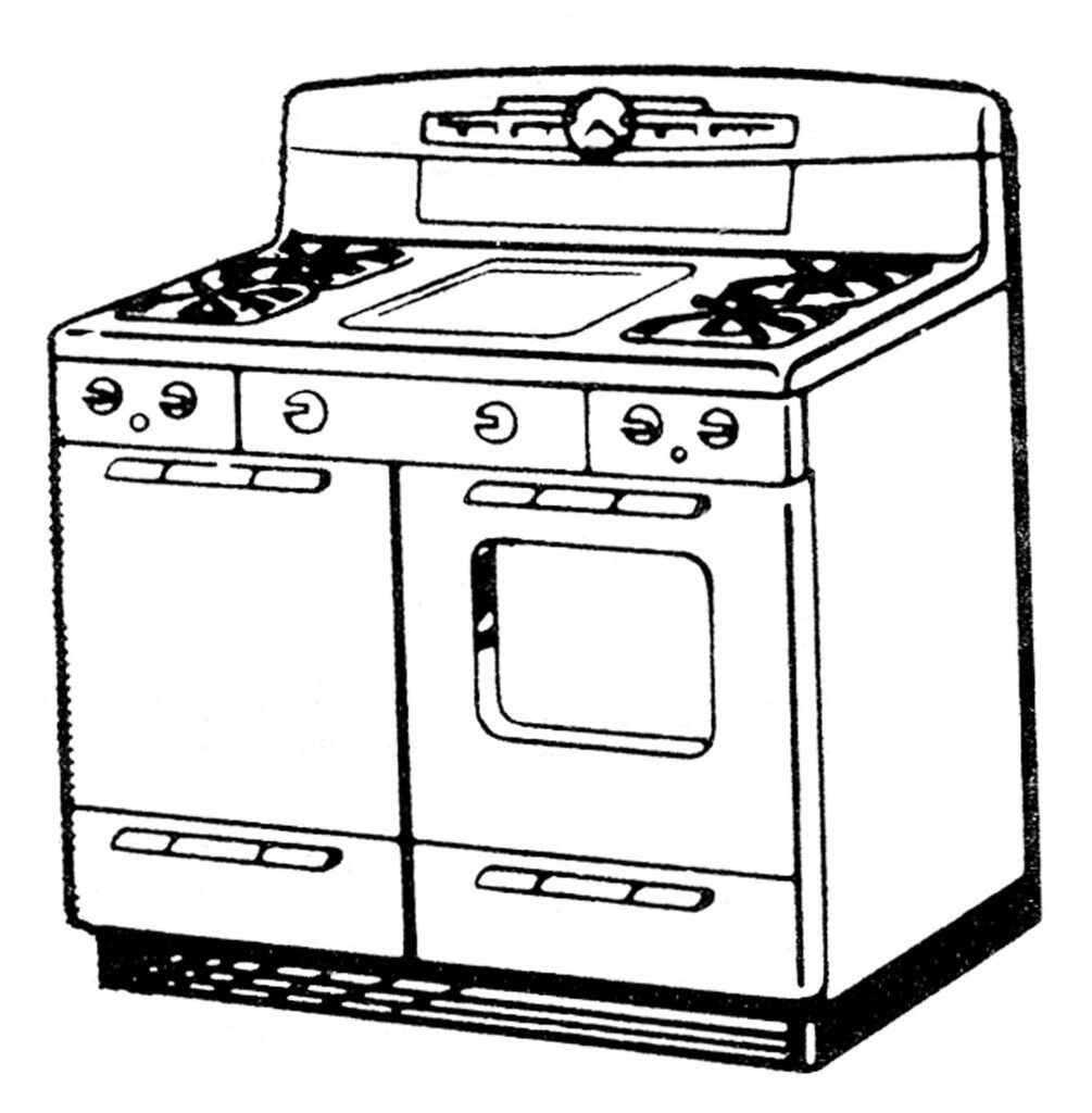 vintage black stove oven range image