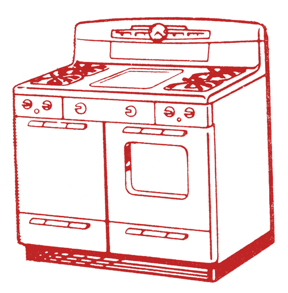 vintage red stove oven range image