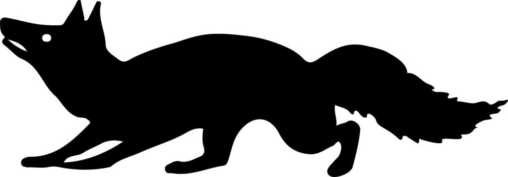 black fox crouching silhouette image