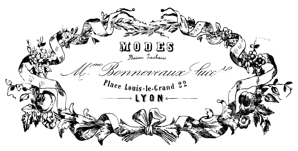Modes advertising floral ribbon wreath French vintage image