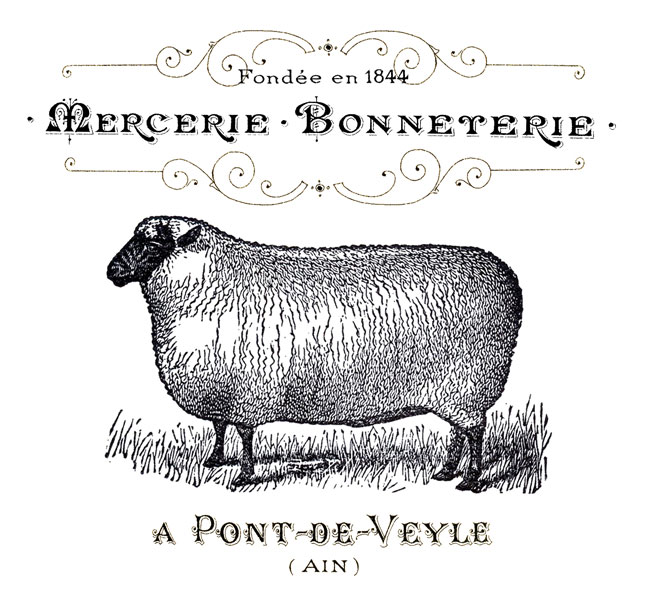 vintage French lamb sheep sewing advertising image