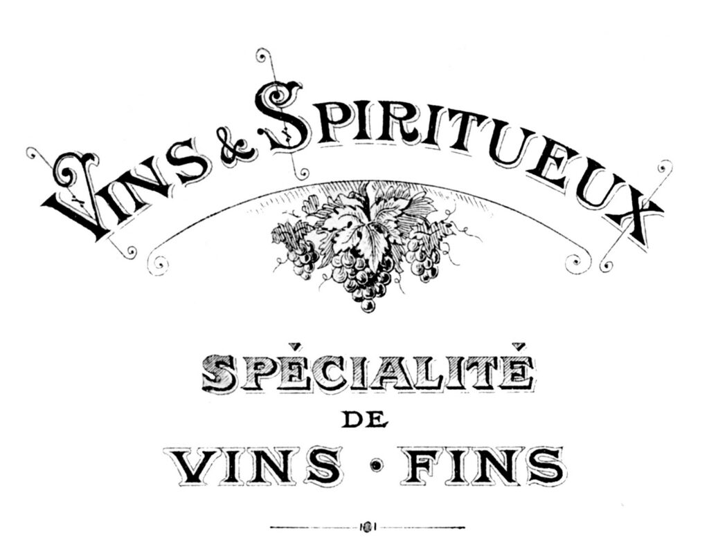 French wine advertising typography grapes grape leaves image