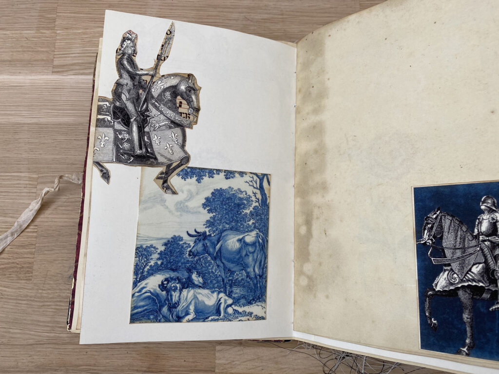 knight horseback blue cow landscape journal spread