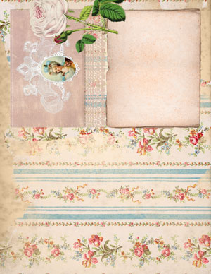 vintage collage ephemera floral wallpaper rose woman image