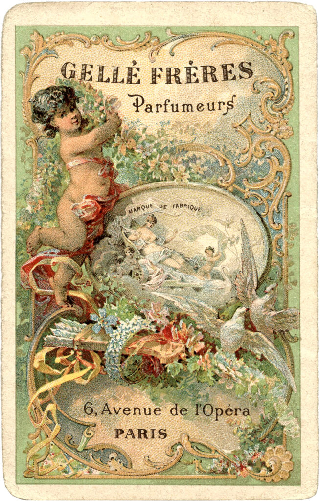 Paris perfume label cherub