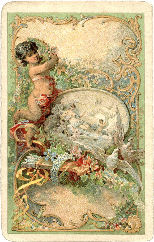 vintage blank label cherub flowers image
