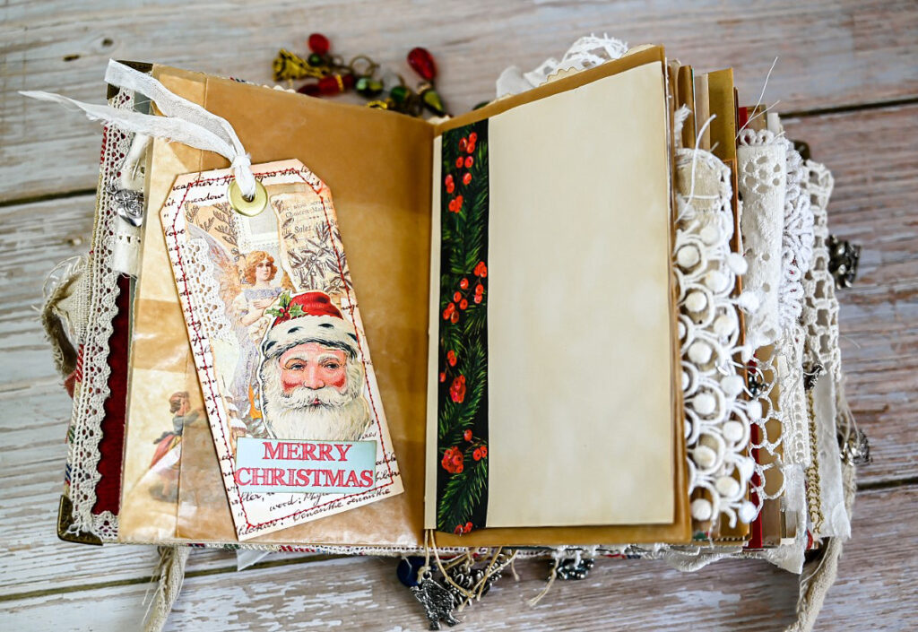 journal spread vintage santa angel bookmark image