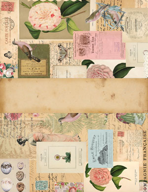 pink grey ephemera collage journal cover