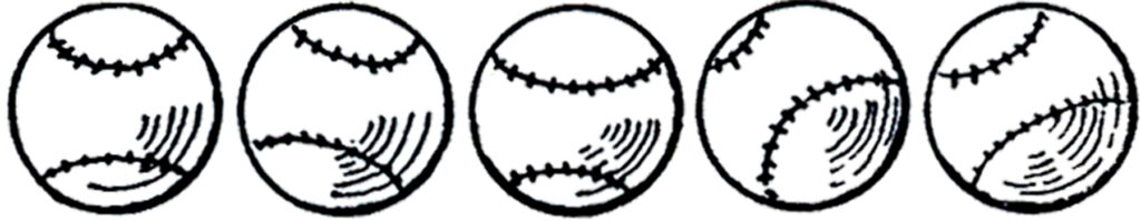 vintage five baseballs in a row image