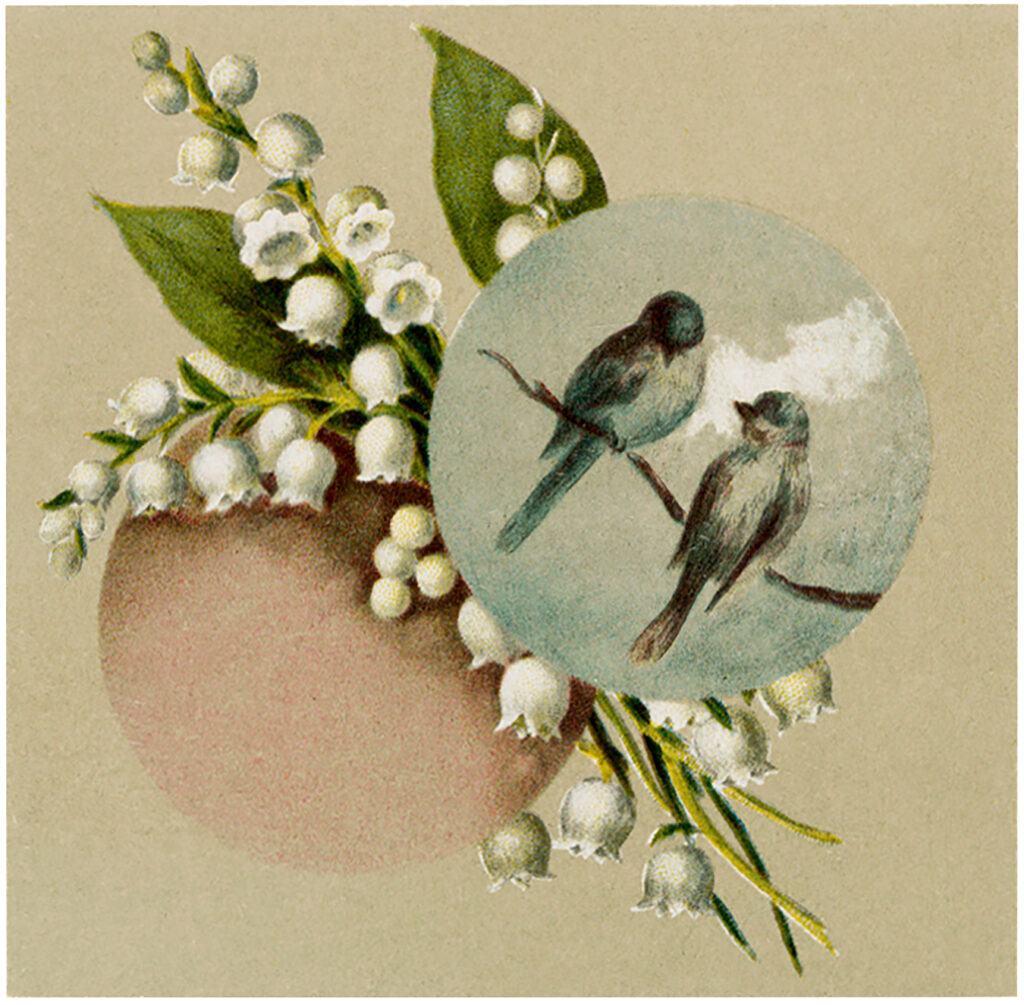 Birds with Lily of the Valley picture