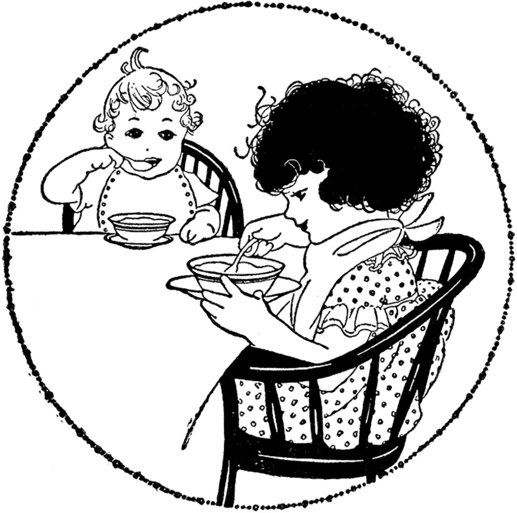 vintage children bowl spoon table image