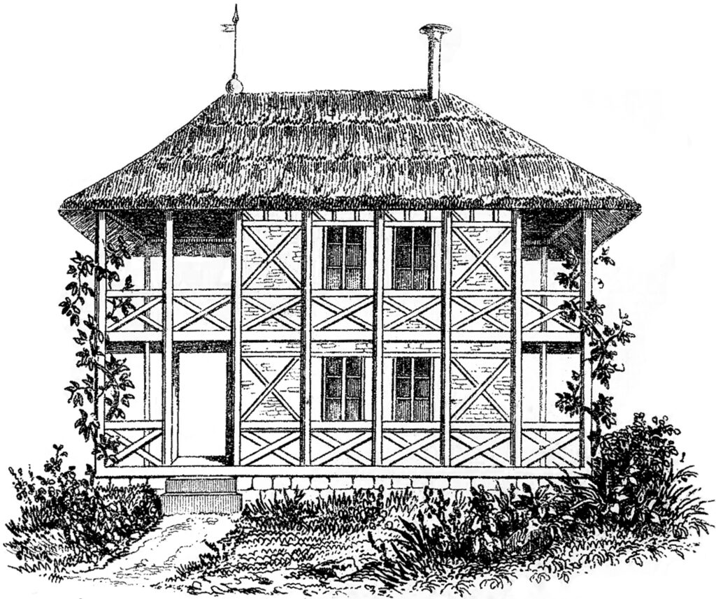 vintage thatched roof cottage image