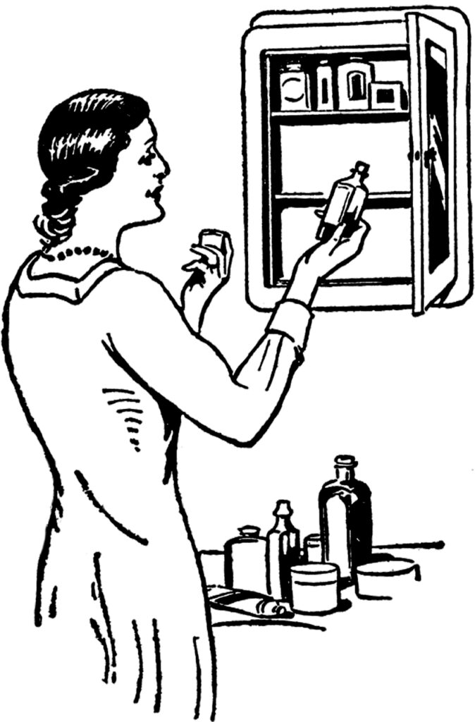 vintage woman medicine cabinet image