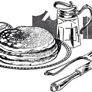 vintage breakfast pancakes syrup butter knife fork image