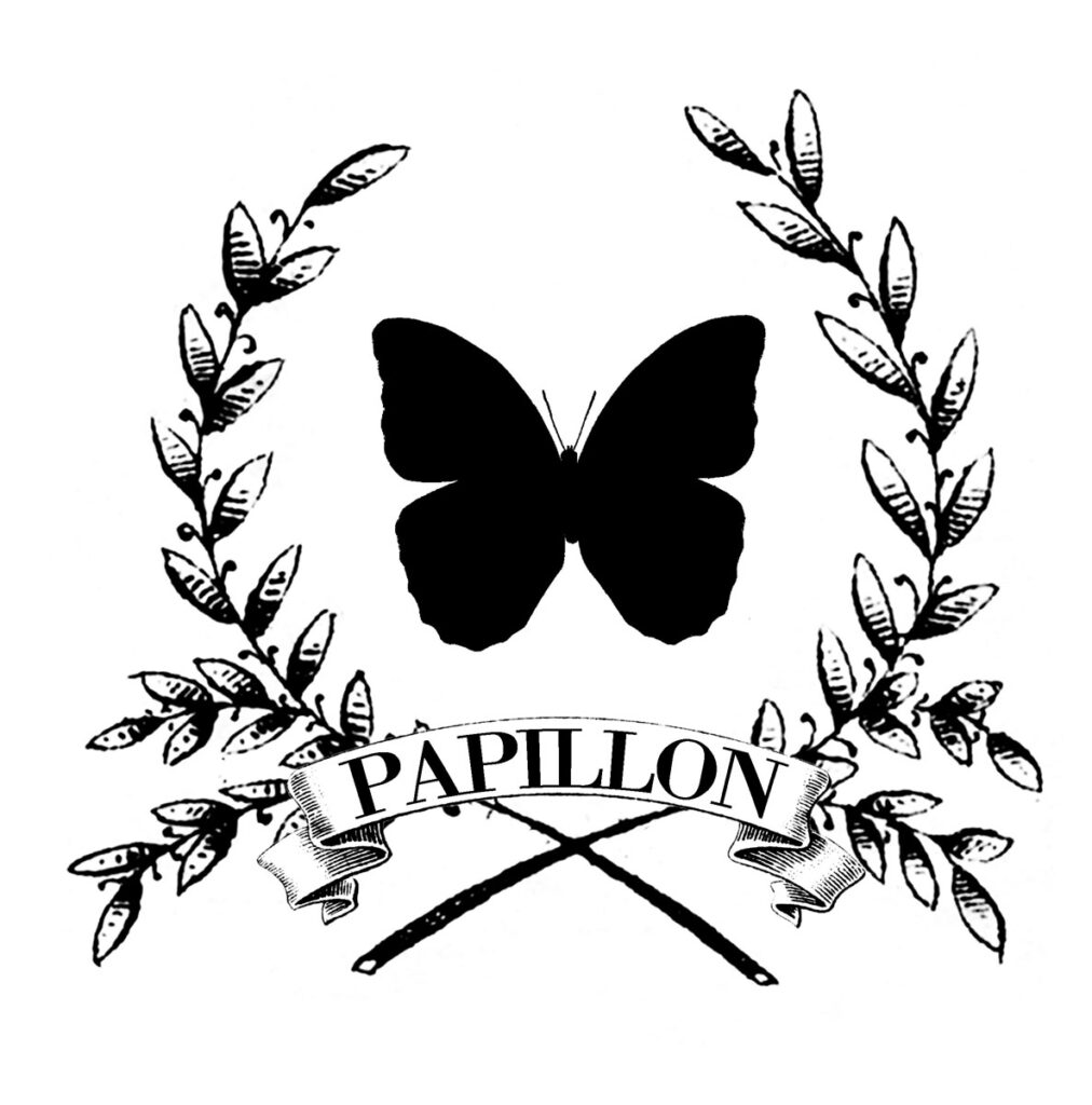 papillon laurel wreath butterfly silhouette banner image