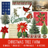 vintage Christmas Tree farm ephemera bundle