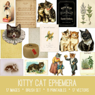 kitty cat ephemera vintage images