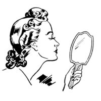retro forties woman hand mirror image