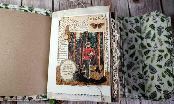 Junk journal spread with forest imagecutout