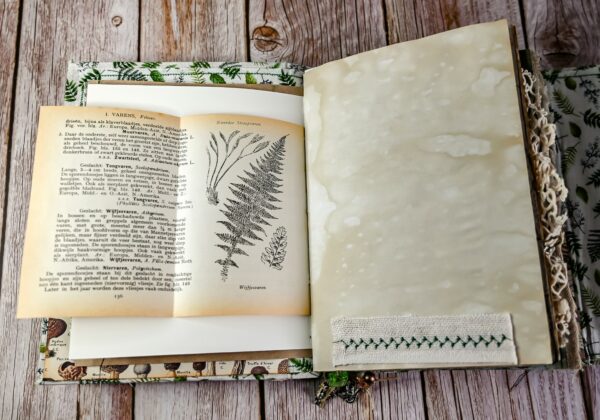 Junk journal spread with fern printout