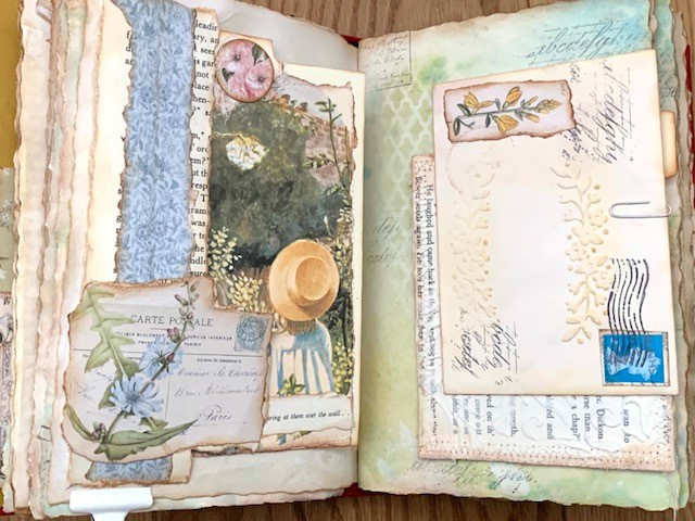 vintage ephemera collage junk journal spread