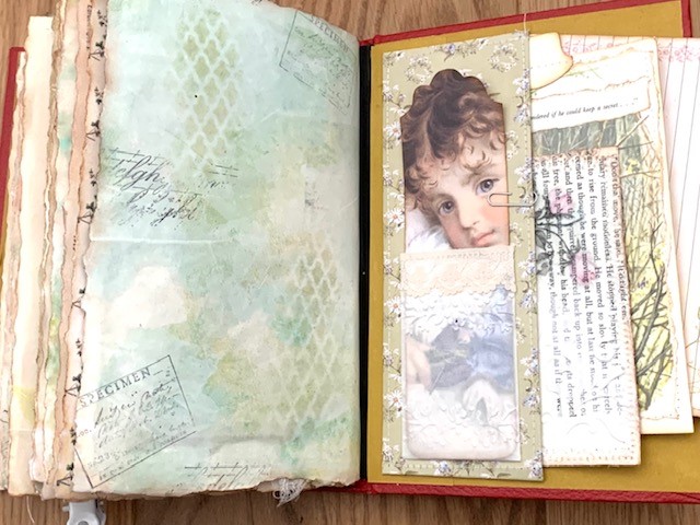 junk journal stenciled paper page