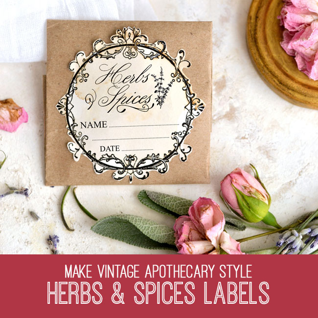 PSE tutorial make vintage apothecary style herbs & spices labels