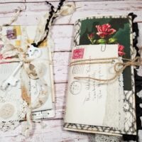 Junk journal with envelopes and key