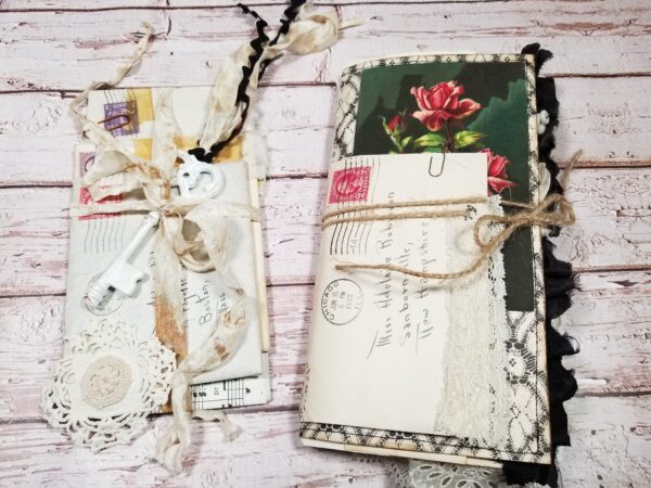 Junk journal with envelopes and key