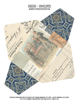 vintage Cheers kit printable envelope