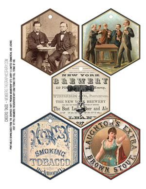 vintage Cheers Ephemera Kit printable Tags