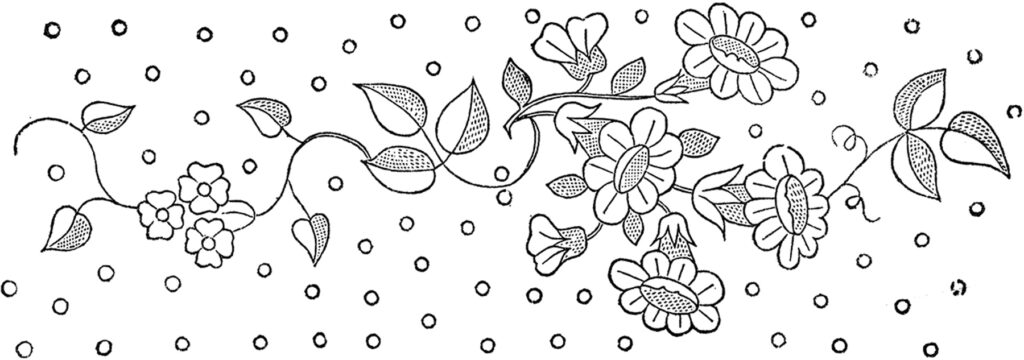 Floral and Dots Embroidery Pattern Image