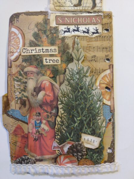 Junk journal spread with Santa Claus