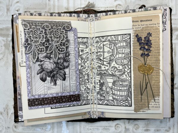 Junk journal spread with Lavender