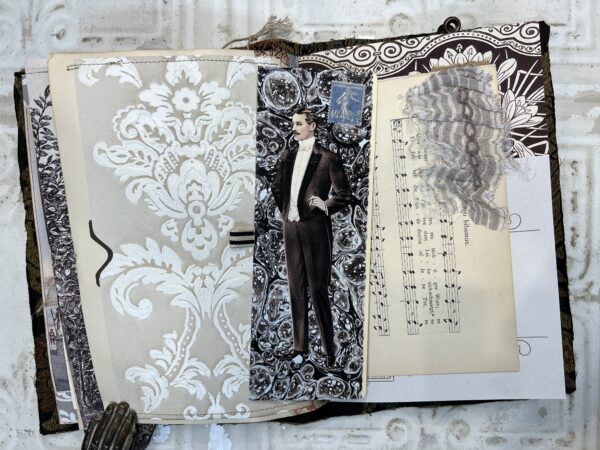 Junk journal spread with image of a man