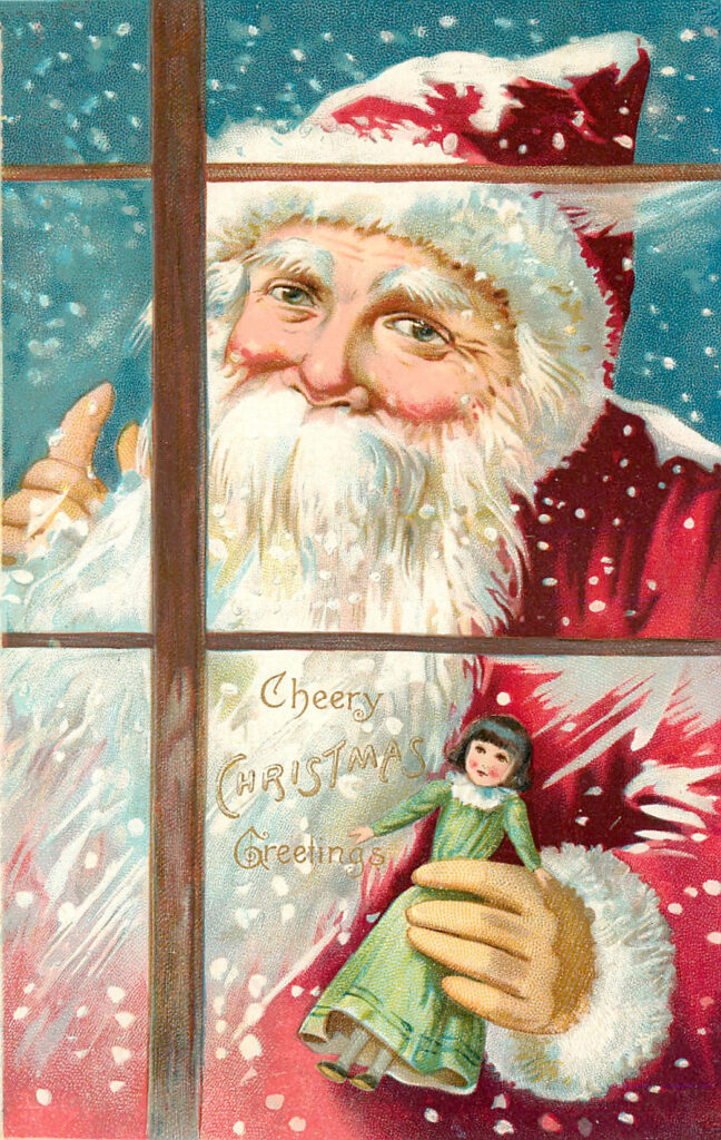 Vintage Christmas Santa in Snow Stickers