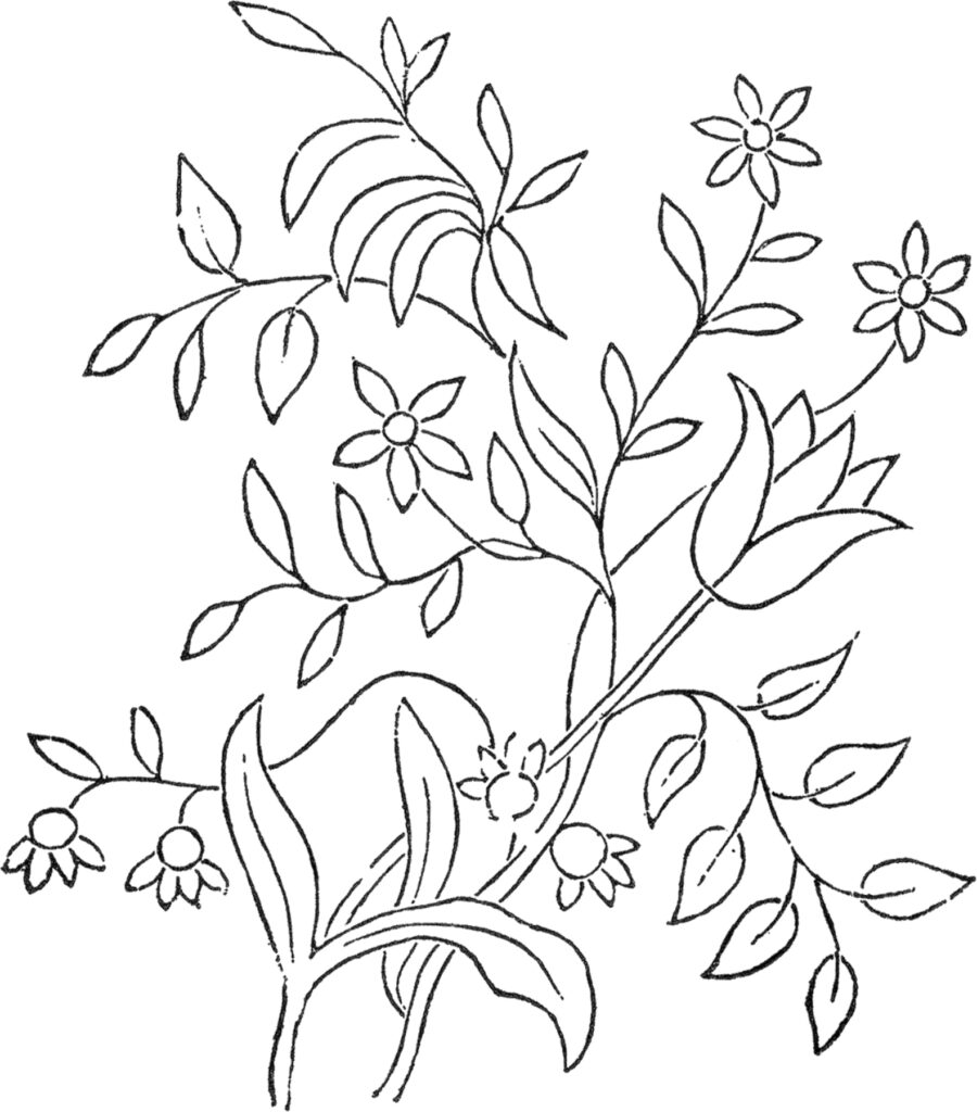 Mixed Floral Embroidery Pattern Clipart