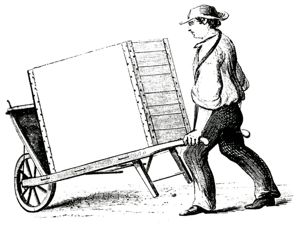 Man with wheelbarrow image