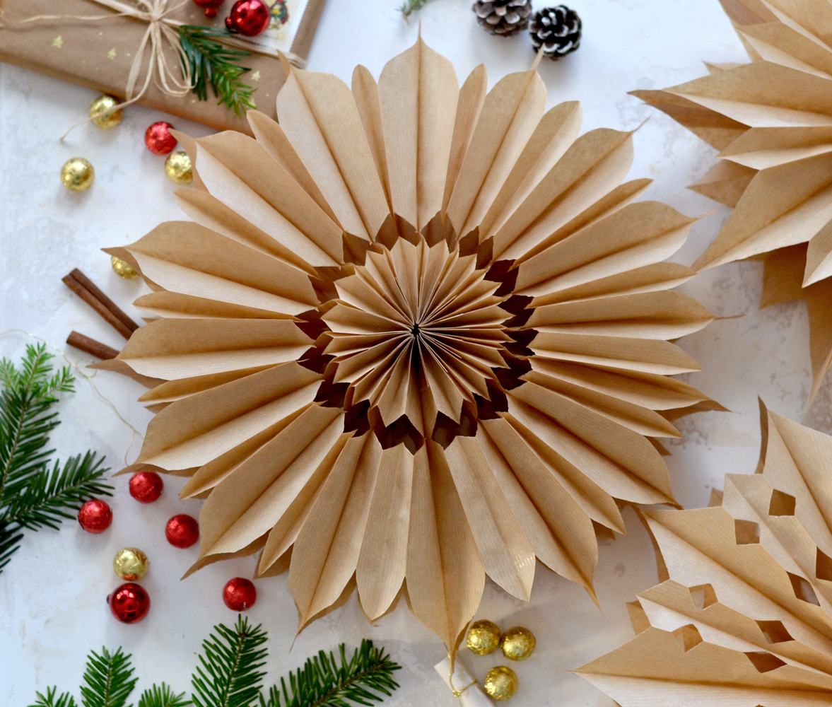 Paper bag snowflake decorations – Zanzaneet Kitchen