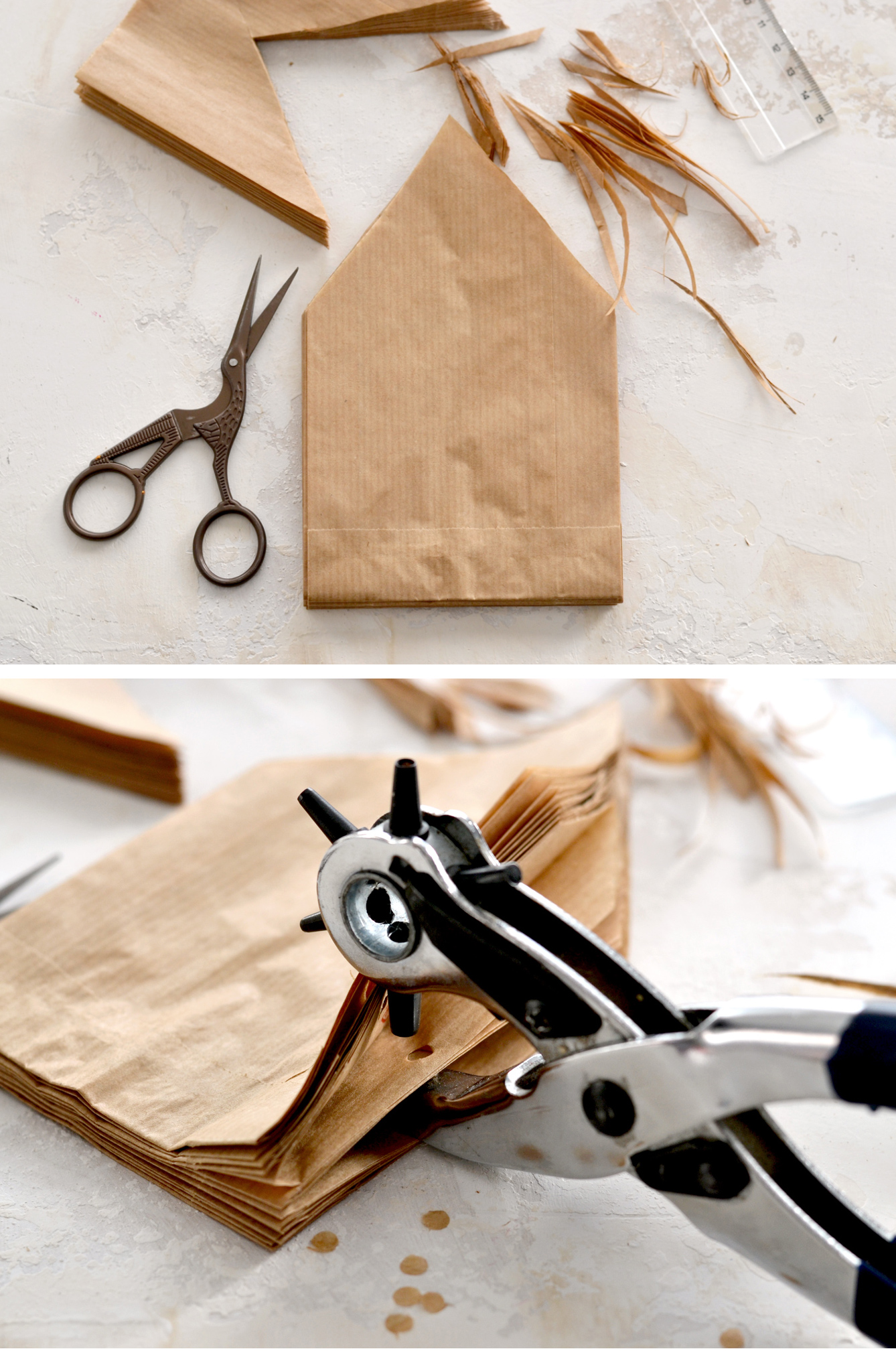 How to cut the first design of the paper bag stars