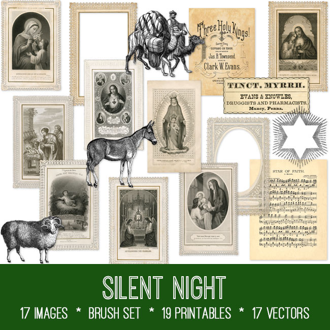 Silent Night ephemera vintage images