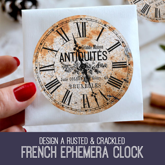 French Ephemera Clock Photoshop Elements tutorial
