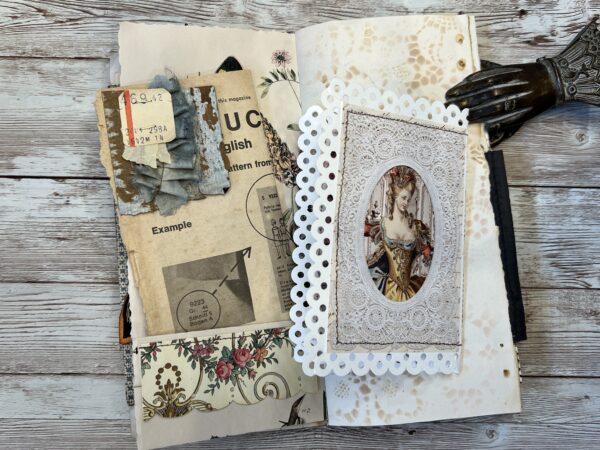 Junk journal spread with duct tape