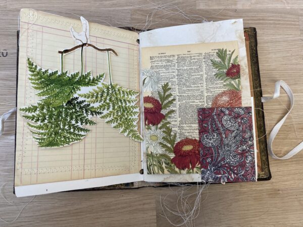 Junk journal spread with fern images