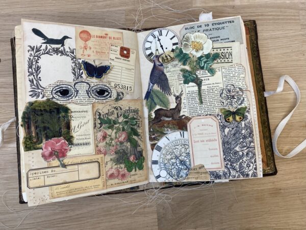 Junk journal page with forest images